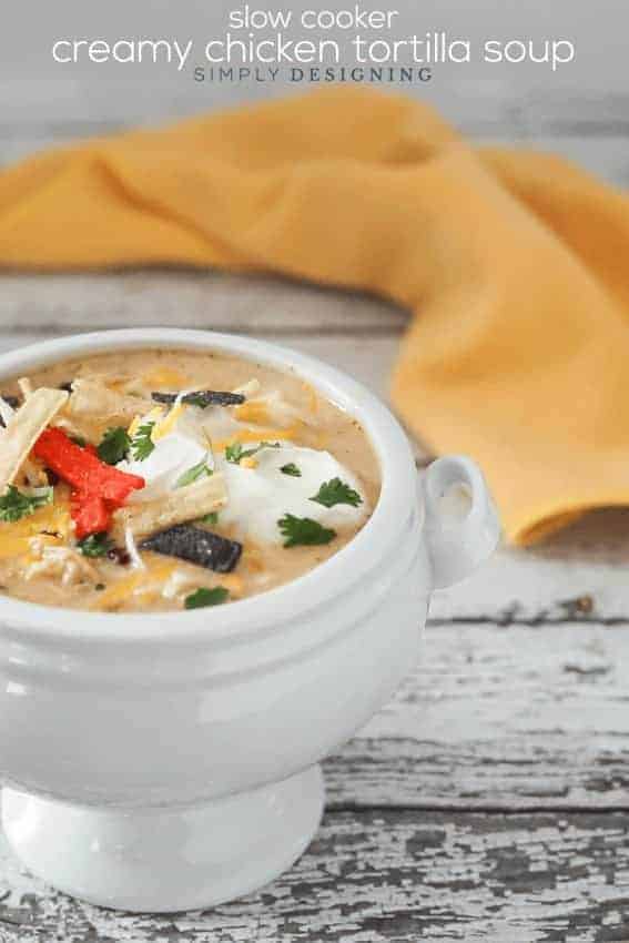 Slow Cooker Creamy Chicken Tortilla Soup Recipe this is super simple and so delicious Creamy Chicken Tortilla Soup Slow Cooker Recipe 1 creamy chicken tortilla soup